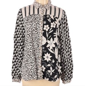 MAEVE by Anthropologie L Mixed Print Blouse